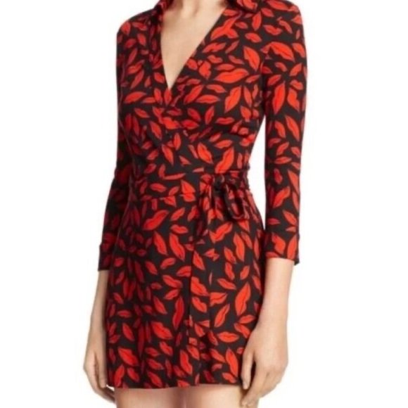 ♥️… DIANE VON FURSTENBERG DVF MIDNIGHT RED KISS GILDRED DRESS - Picture 3 of 7